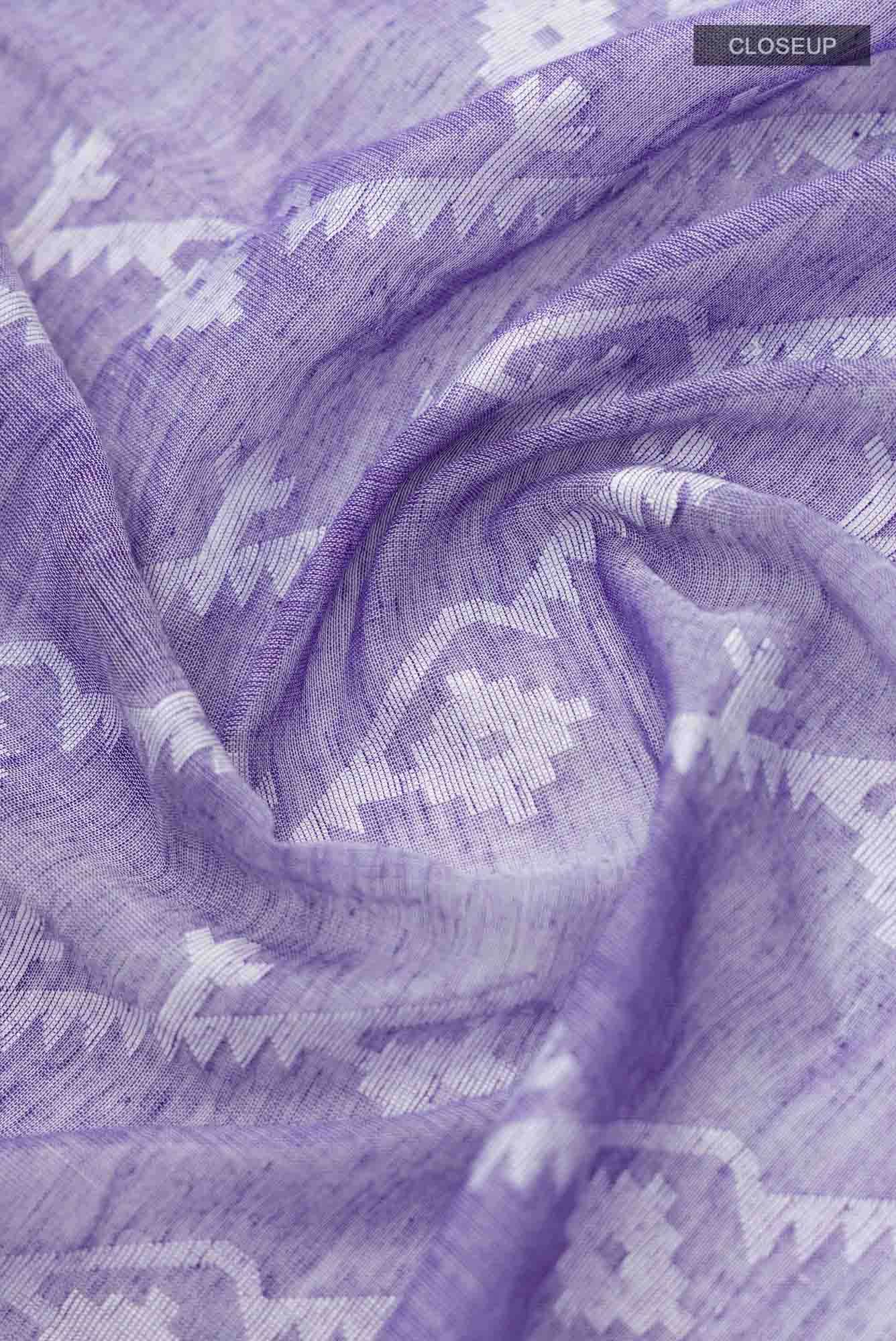 Bimala-Light Purple Bengal Cotton Saree - Image 3