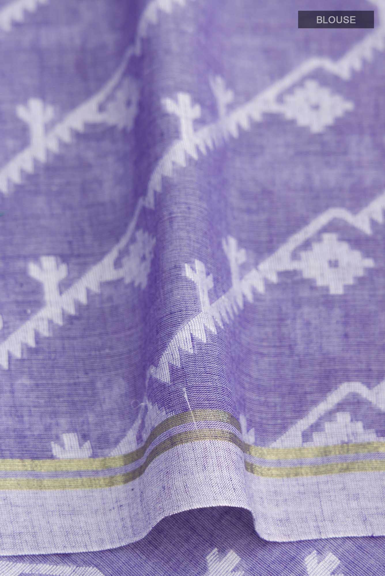 Bimala-Light Purple Bengal Cotton Saree - Image 6