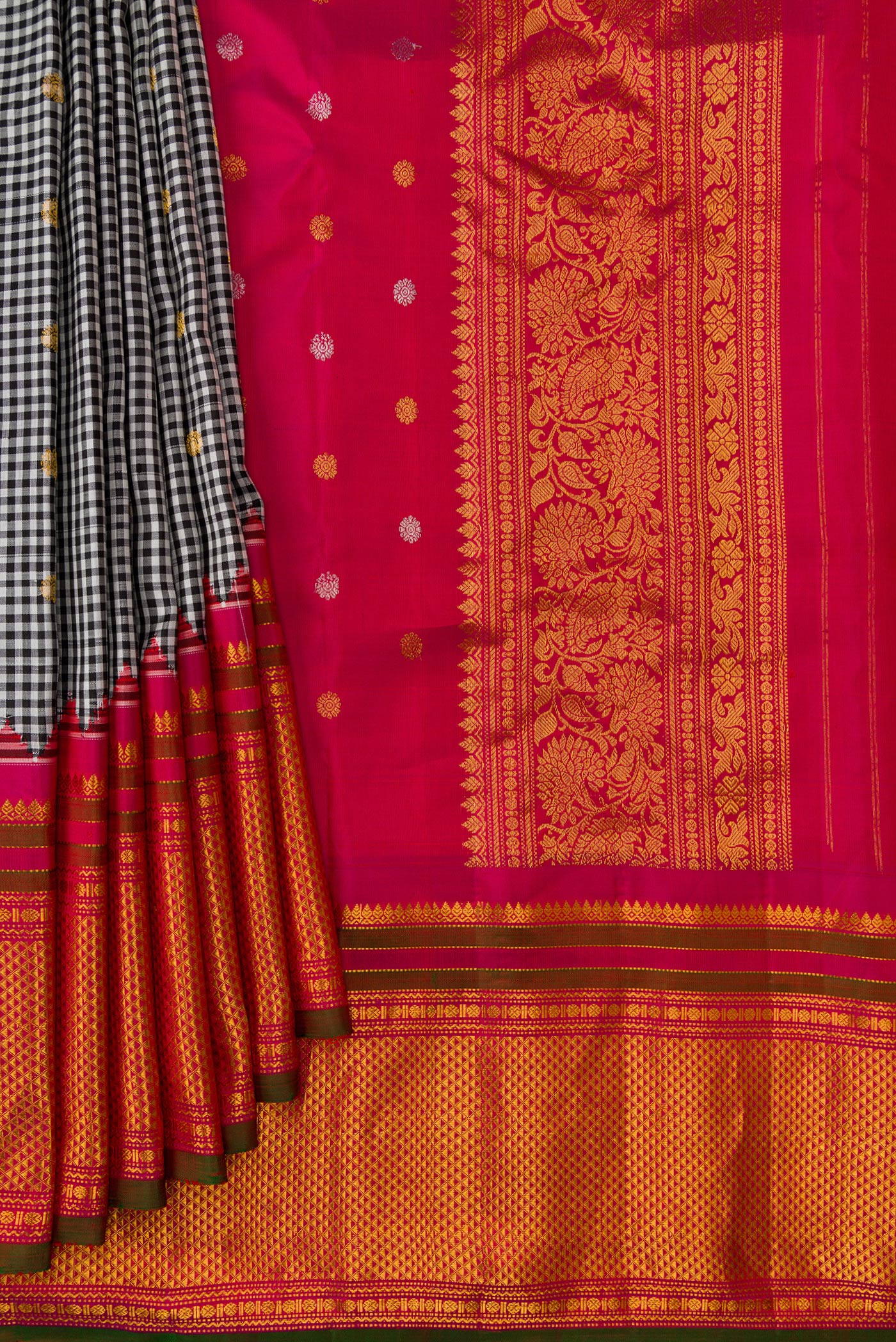 Multi Color Gadwal Silk Saree - Image 4