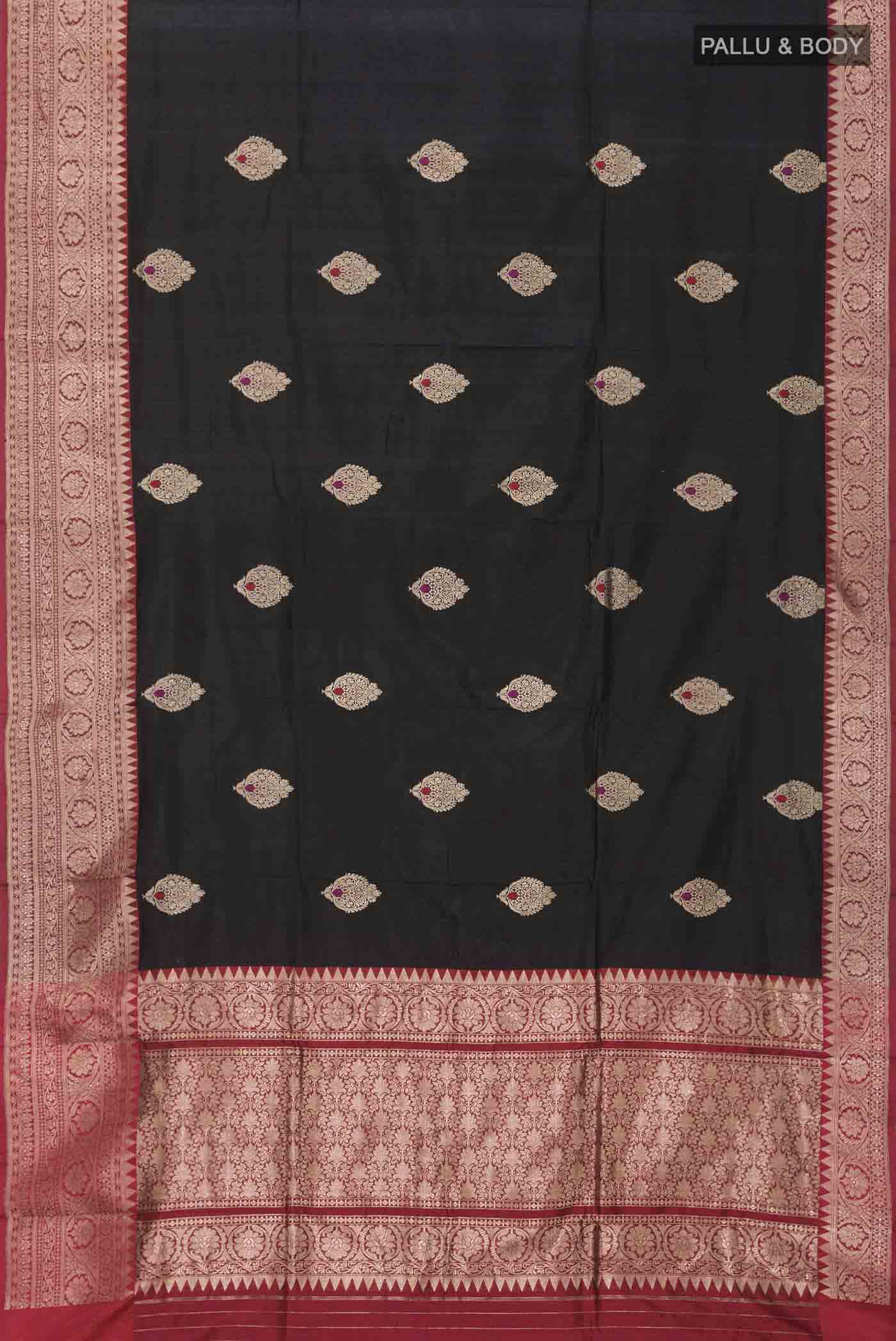 Black Banarasi Katan Silk Saree - Image 5