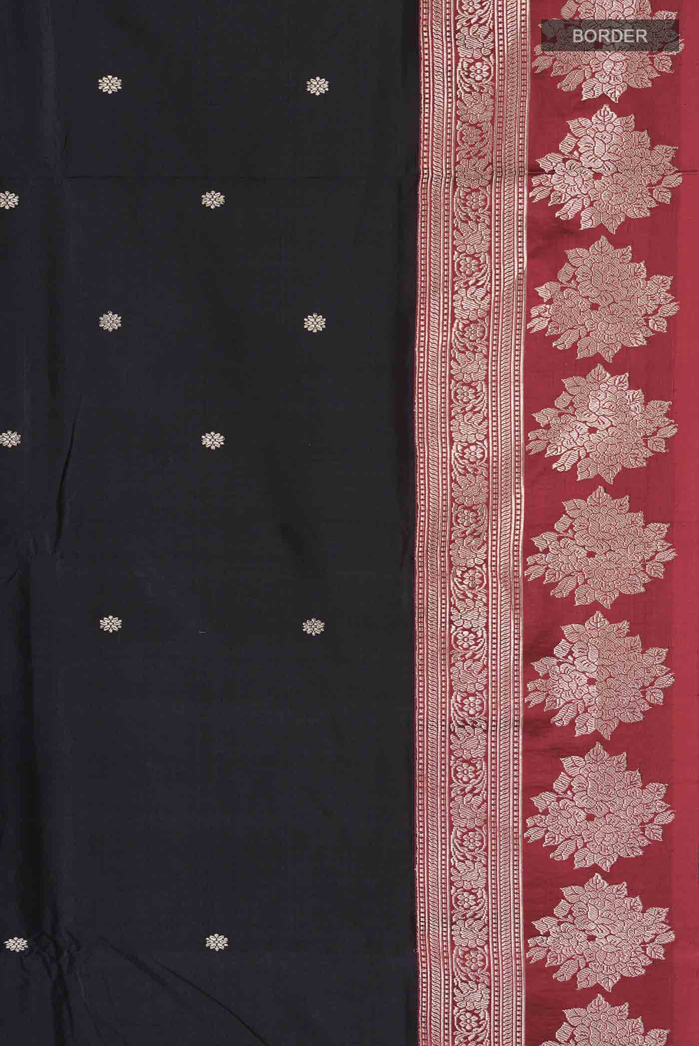 Black Banarasi Katan Silk Saree - Image 3