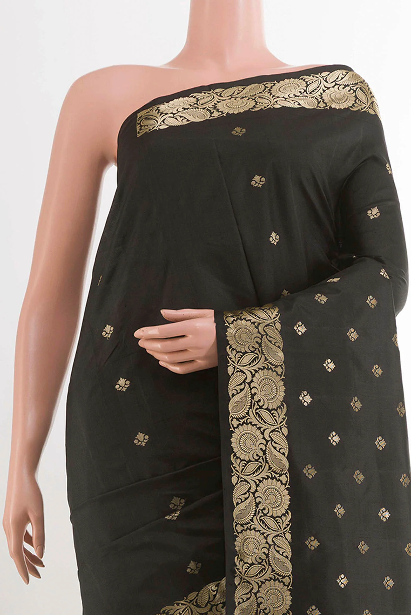 Black Banarasi Katan Silk Saree - Image 2