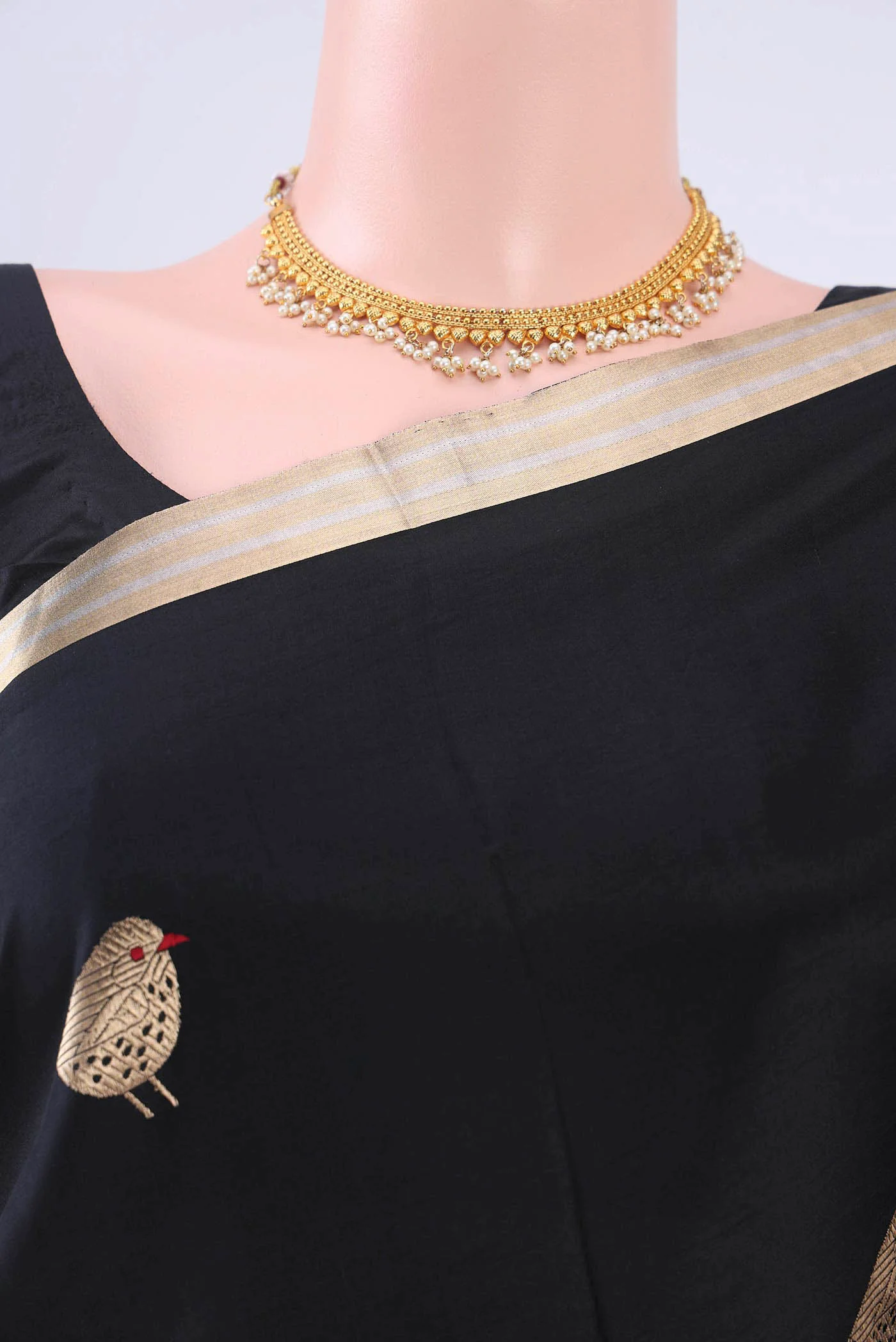 Black Banarasi Silk Saree - Image 2