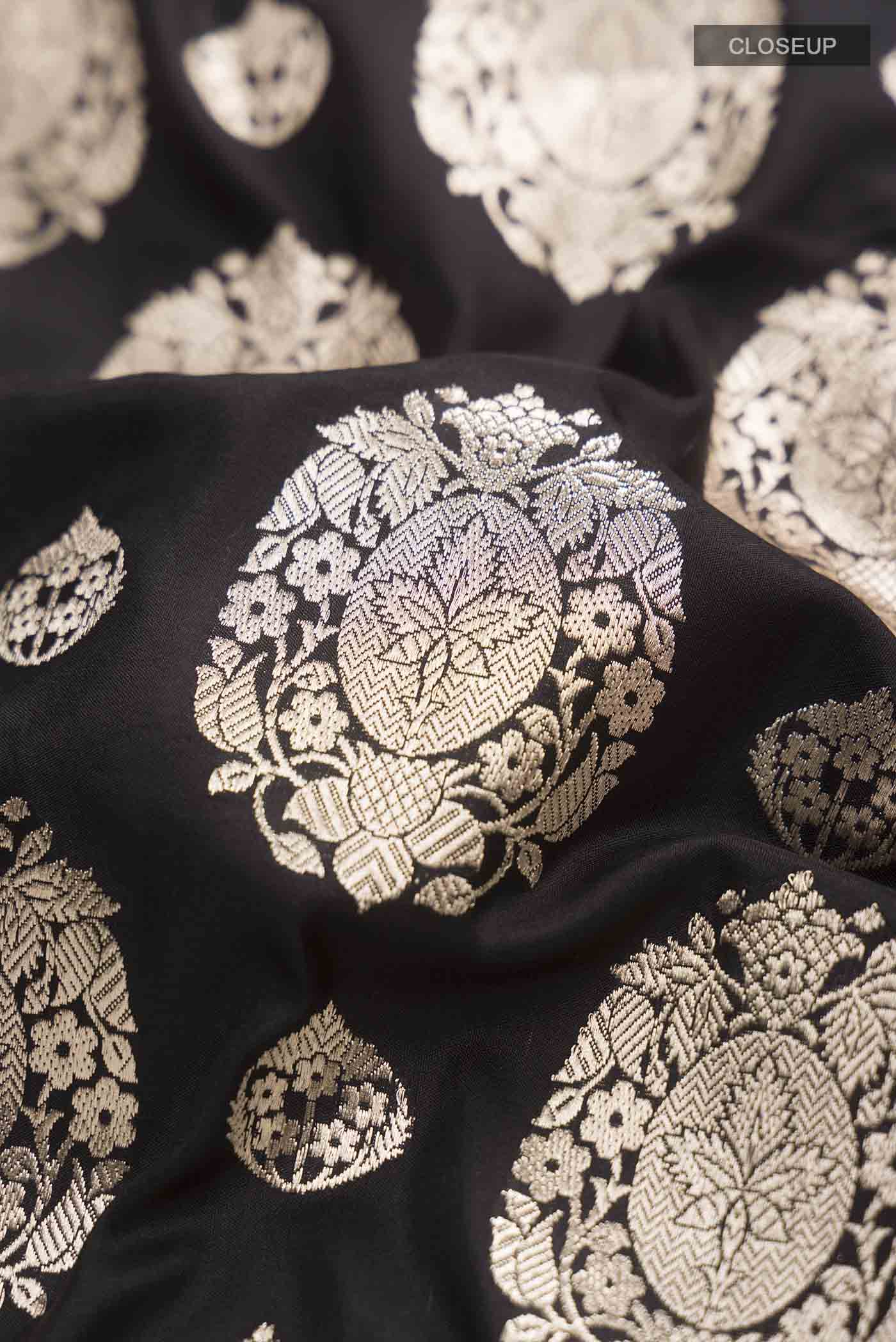 Black Banarasi Silk Saree - Image 2