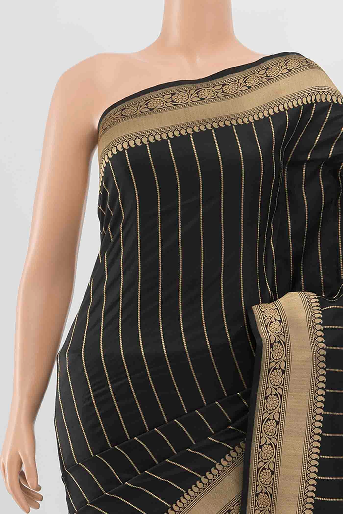 Black Banarasi Silk Saree - Image 2