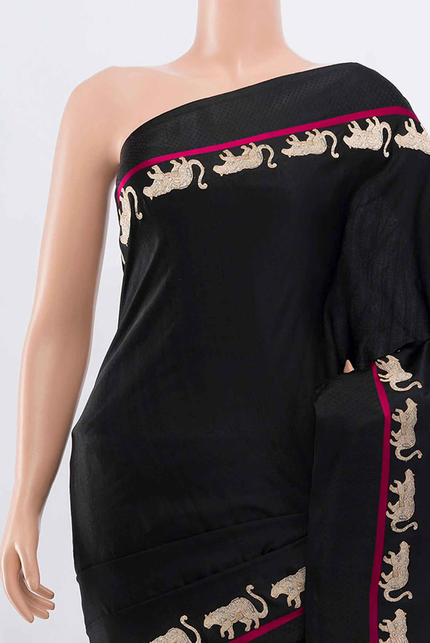 Black Banarasi Silk Saree - Image 2