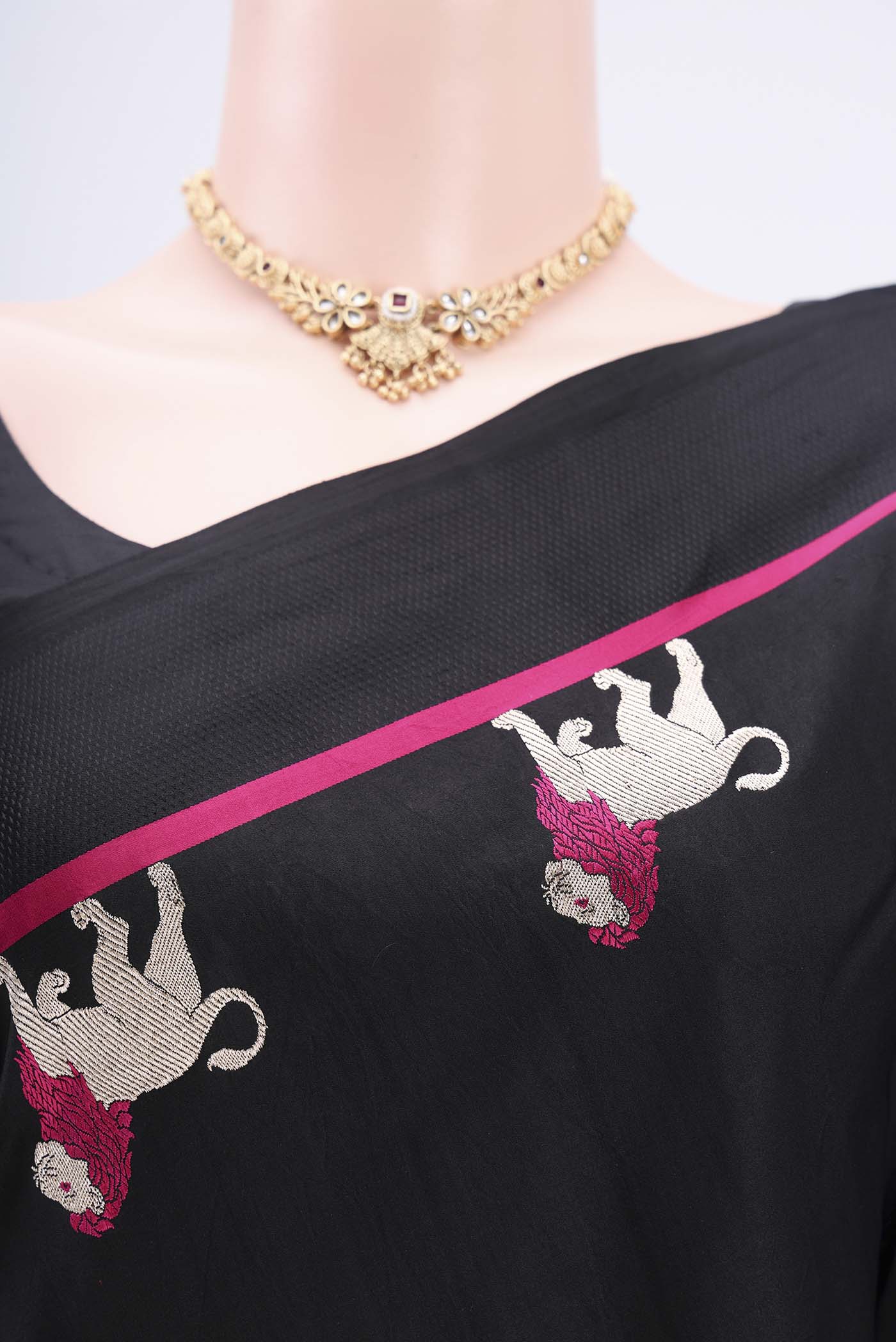 Black Banarasi Silk Saree - Image 2
