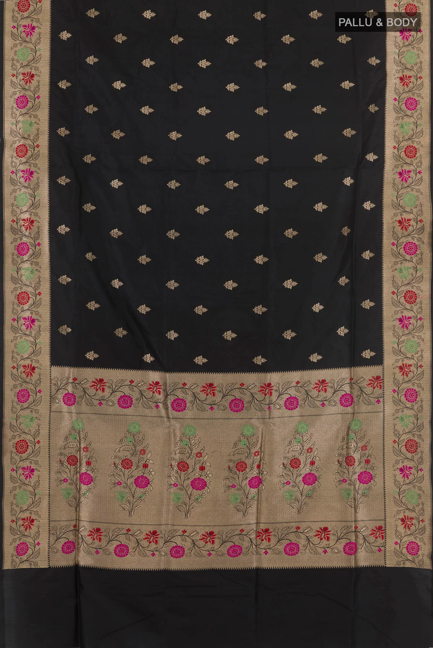 Black Banarasi Silk Saree - Image 3