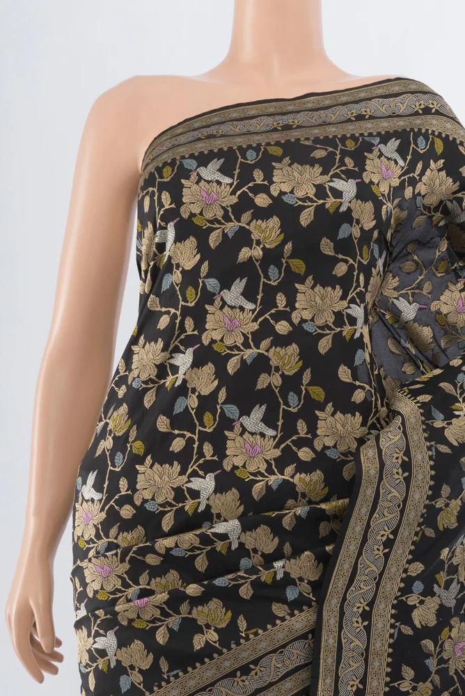 Black Banarasi Silk Saree - Image 2