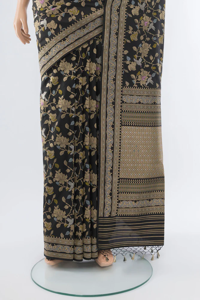Black Banarasi Silk Saree - Image 3