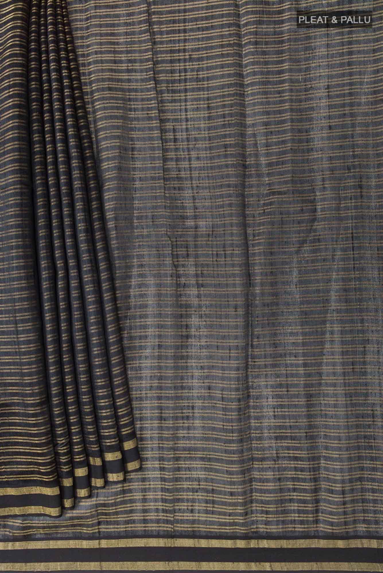 Akira-Black Bhagalpuri Tussar Silk Saree - Image 4