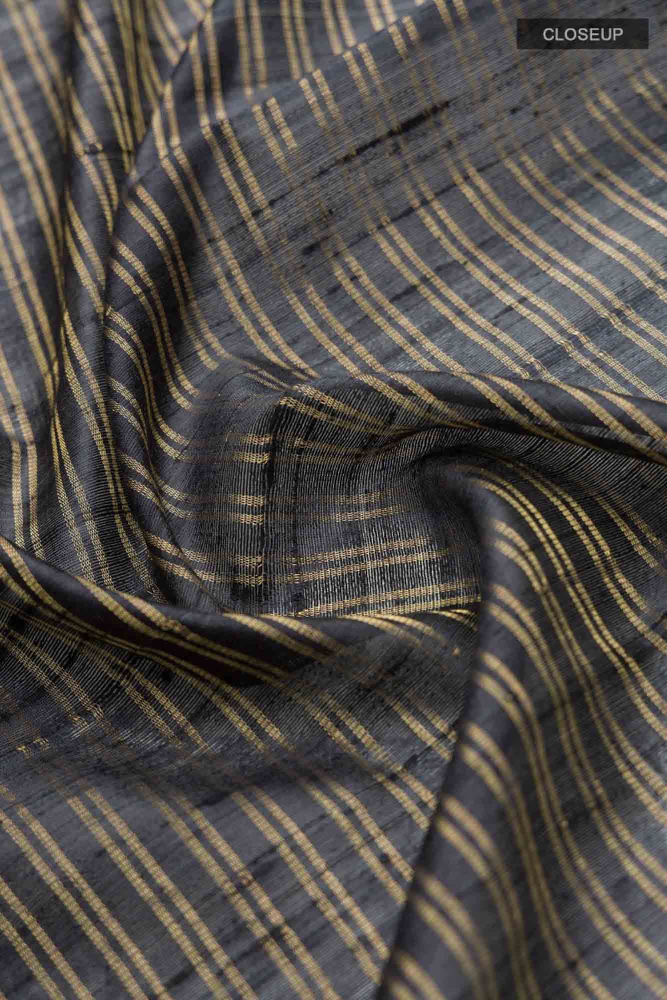 Akira-Black Bhagalpuri Tussar Silk Saree - Image 5