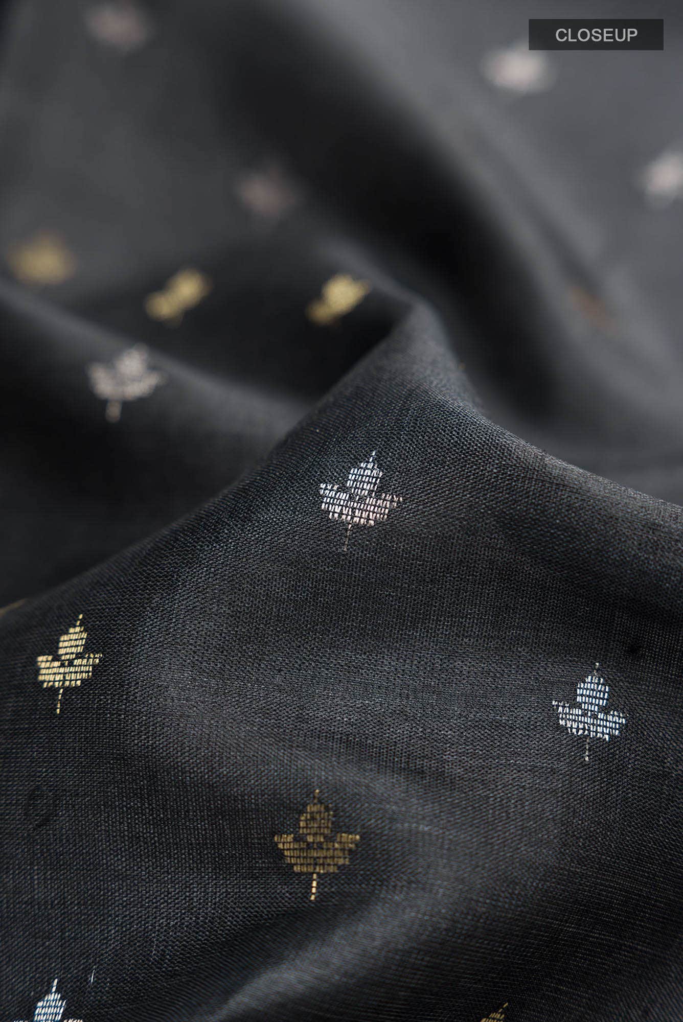 Black Bhagalpuri Tussar Silk Saree - Image 3