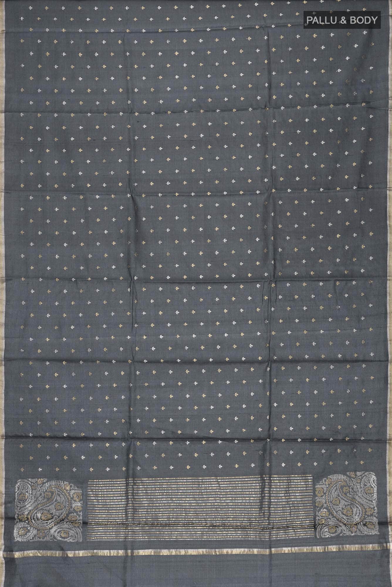 Black Bhagalpuri Tussar Silk Saree - Image 4
