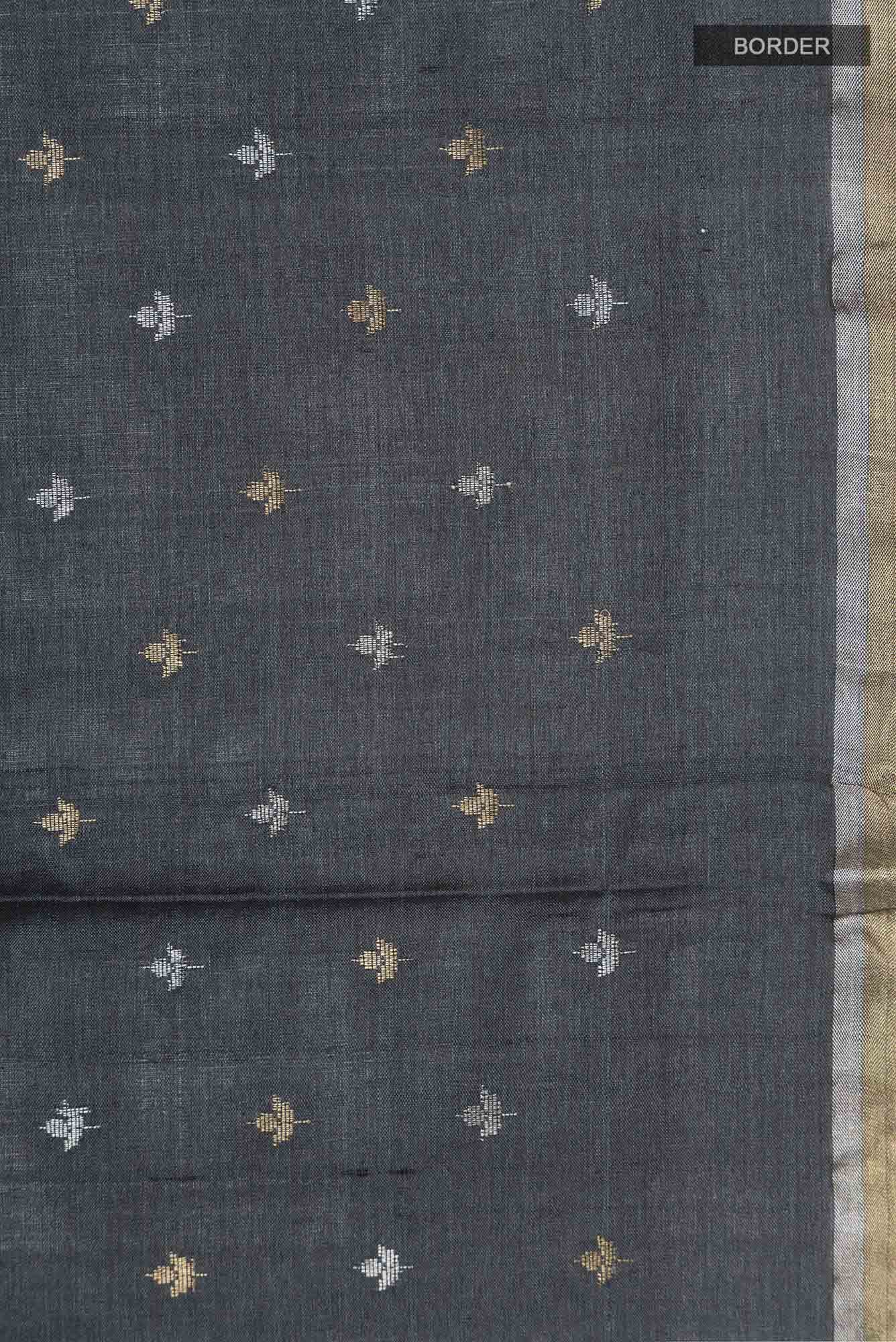 Black Bhagalpuri Tussar Silk Saree - Image 5