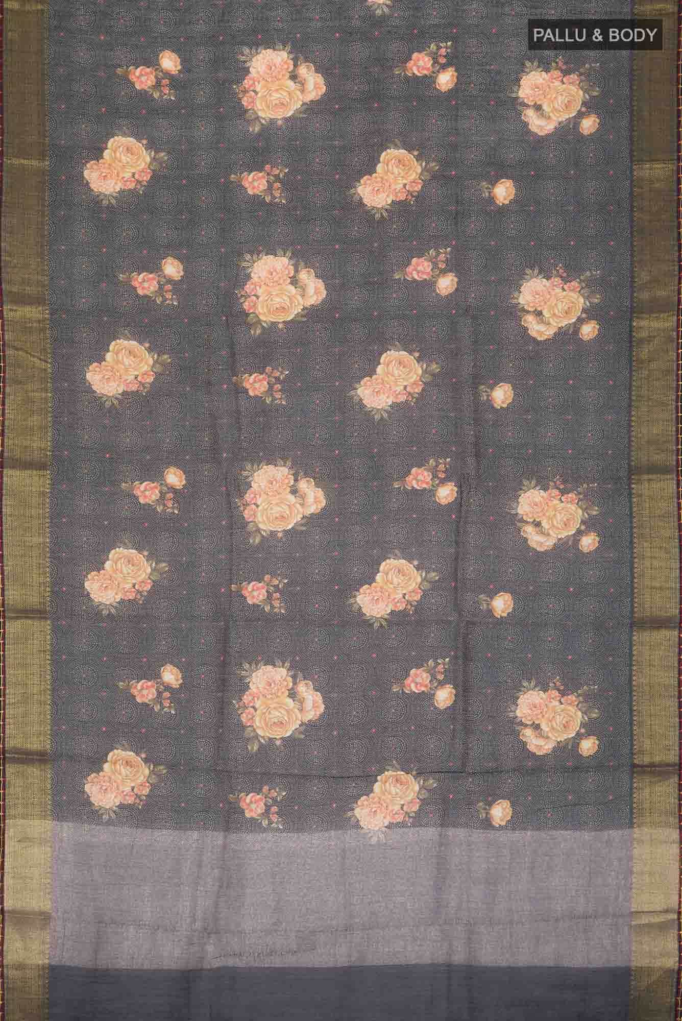 Black Bhagalpuri Tussar Silk Saree - Image 7
