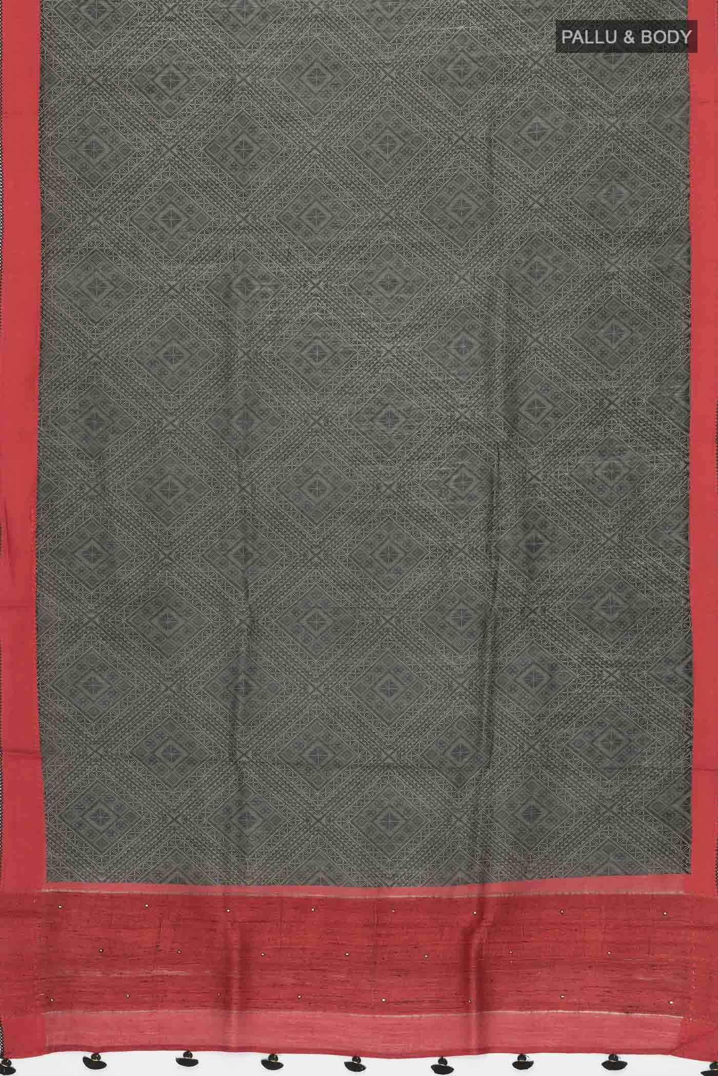 Black Bhagalpuri Tussar Silk Saree - Image 3