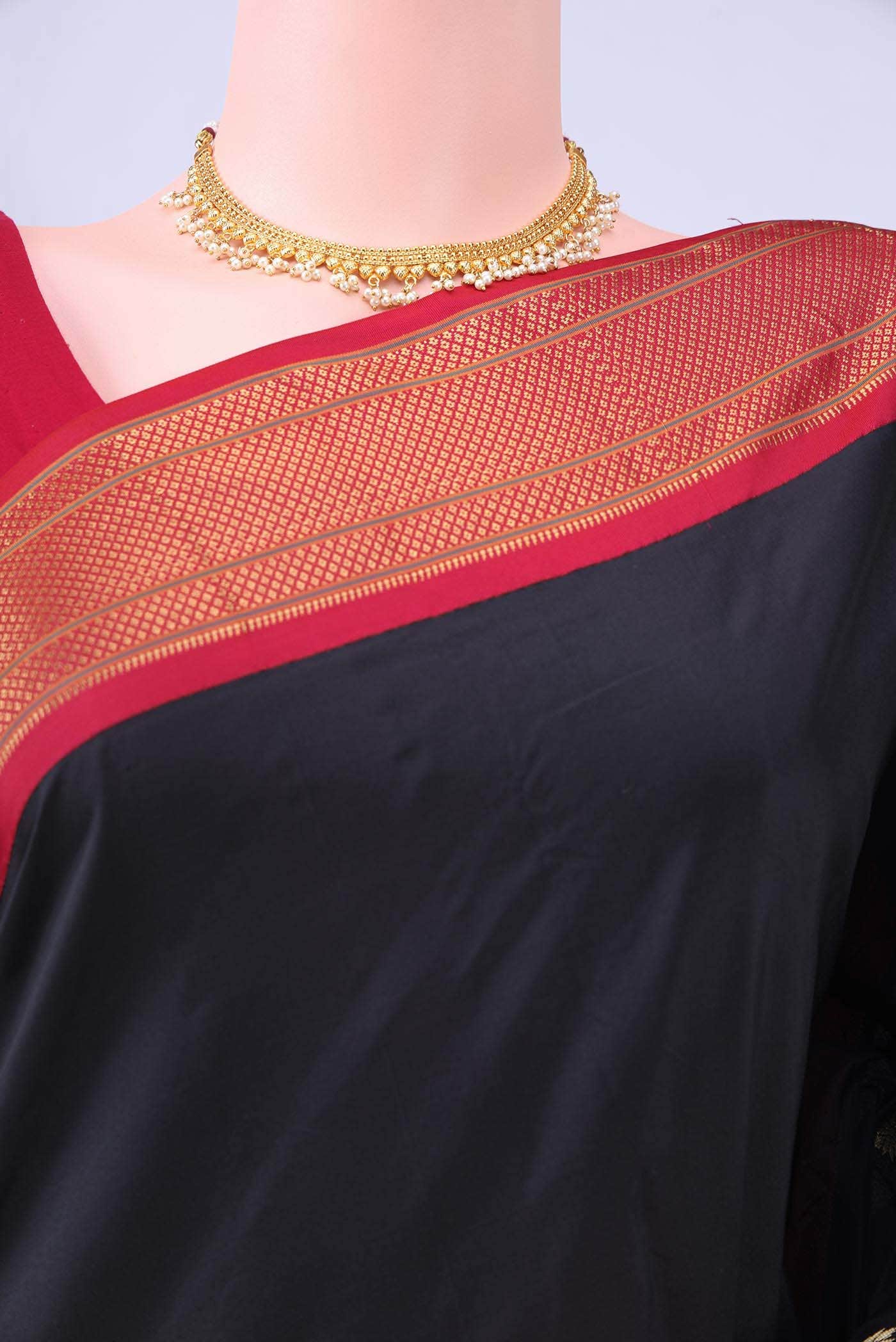 Black Blended Bangalore Silk - kadyal Saree - Image 3