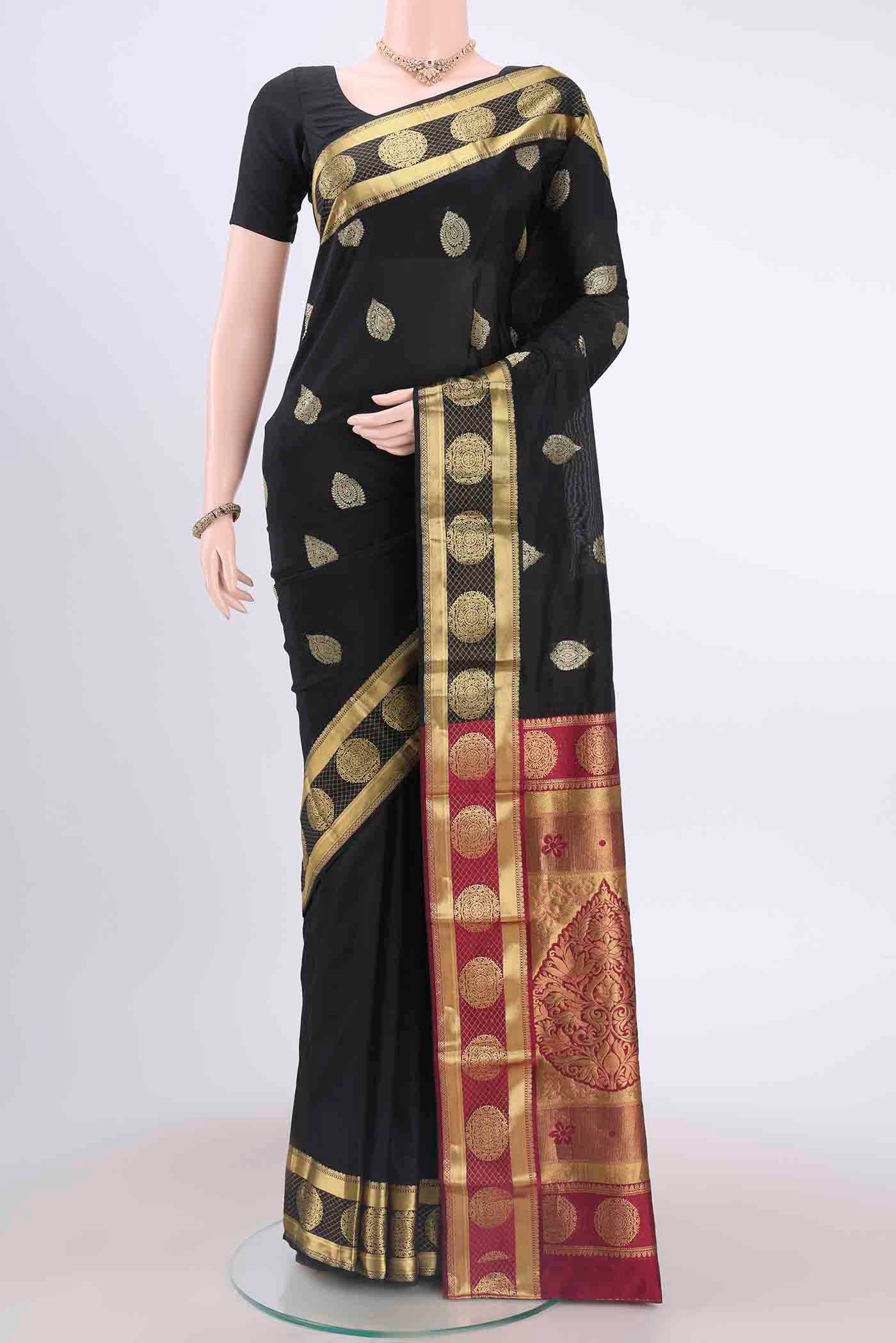 Black Blended Bangalore Silk Saree