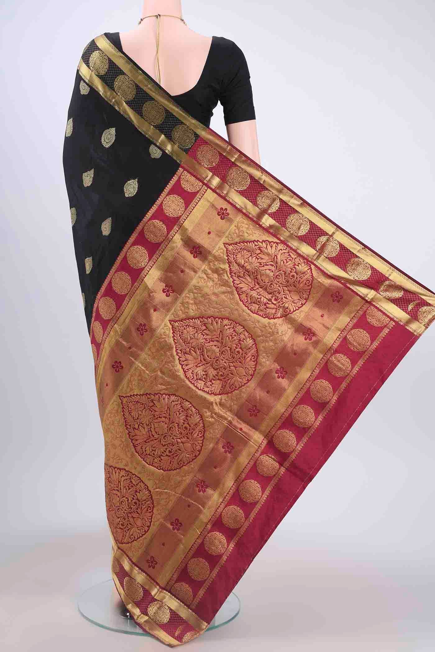 Black Blended Bangalore Silk Saree - Image 3
