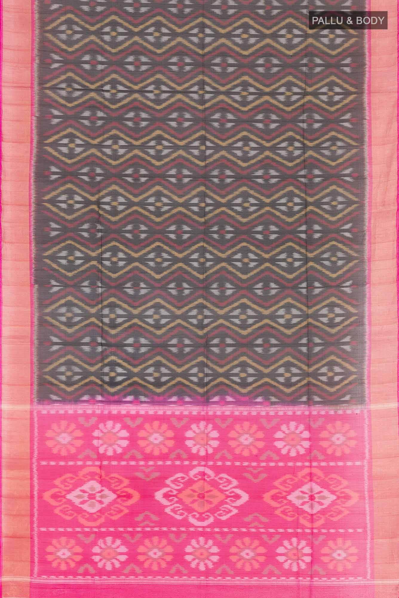 Black Blended Kora Cotton Saree - Image 2