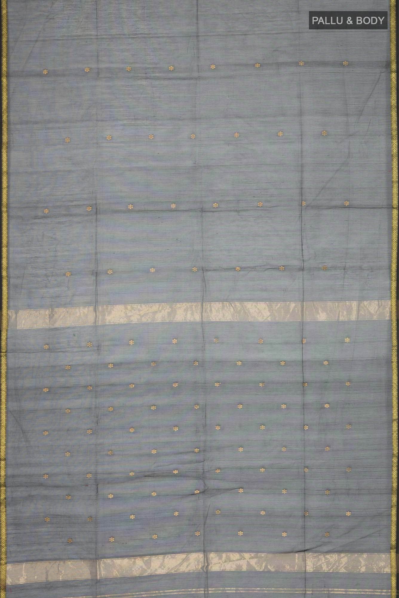 Black Blended Maheshwari Silk Cotton Saree - Image 2