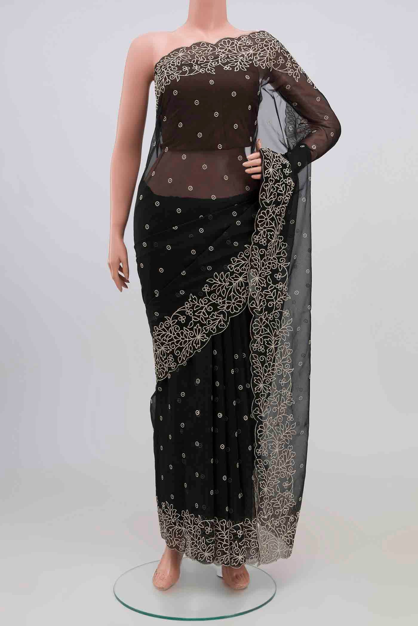 Black Blended Organza Silk Saree