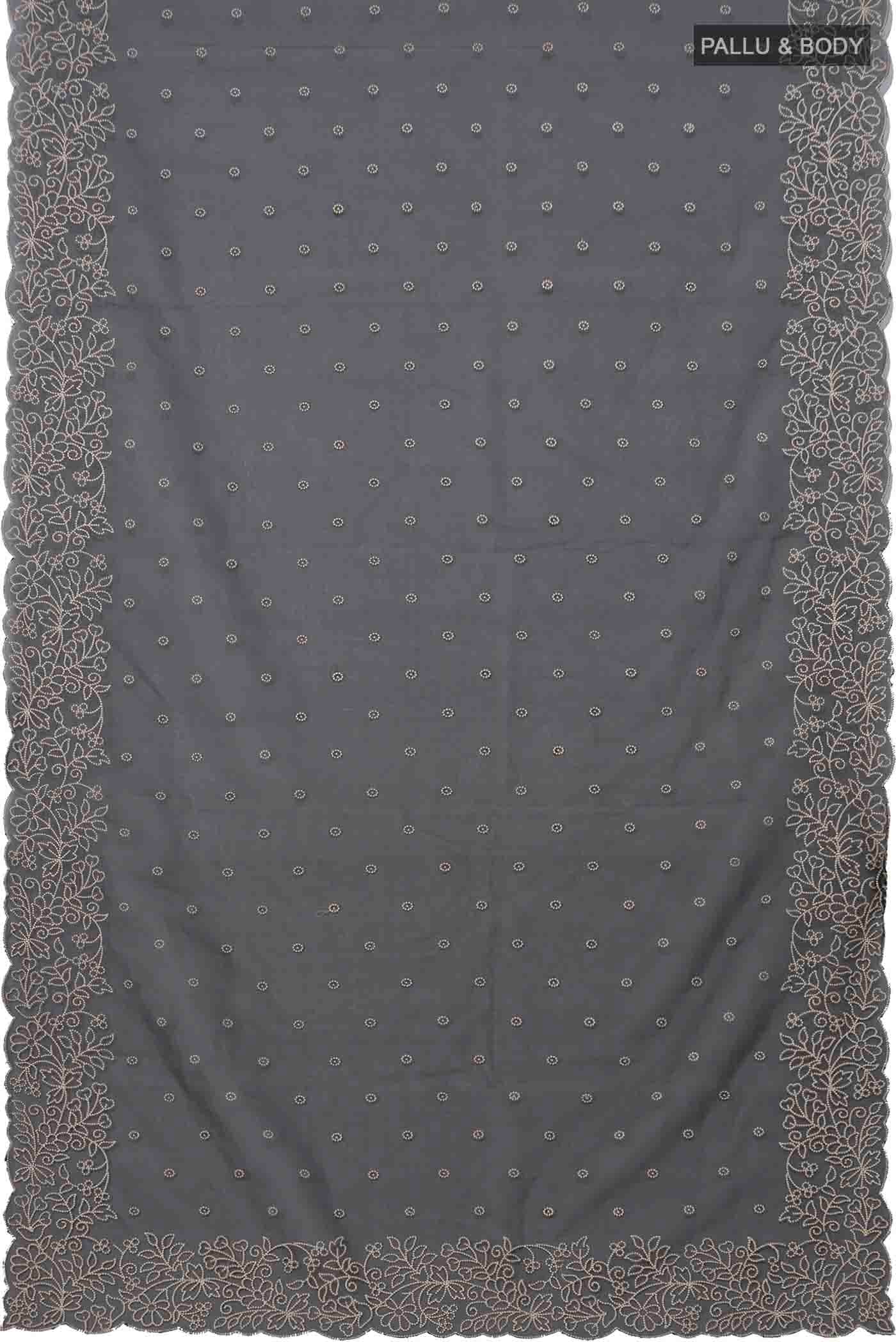 Black Blended Organza Silk Saree - Image 3