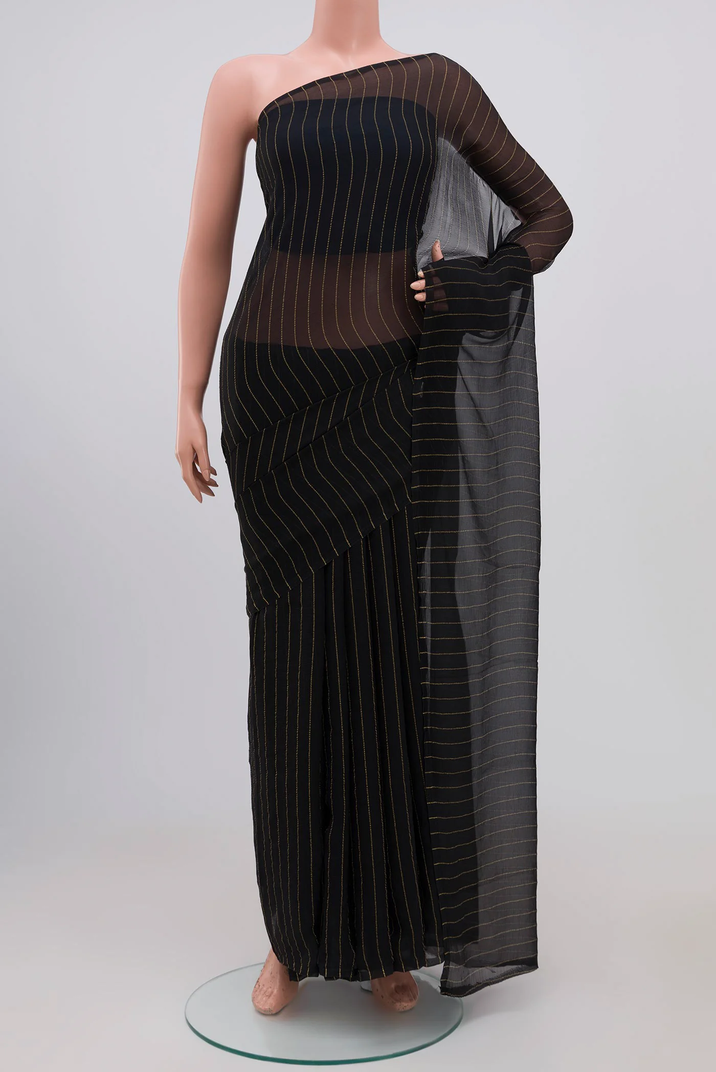 Black Mysore Chiffon Saree