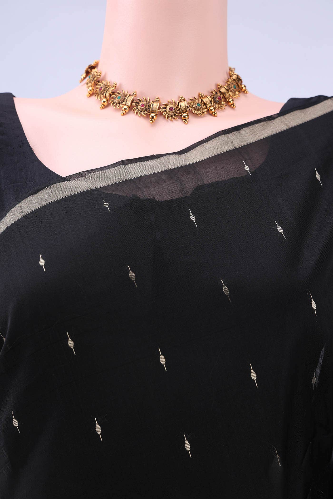 Black Coimbatore Silk Cotton Saree - Image 3