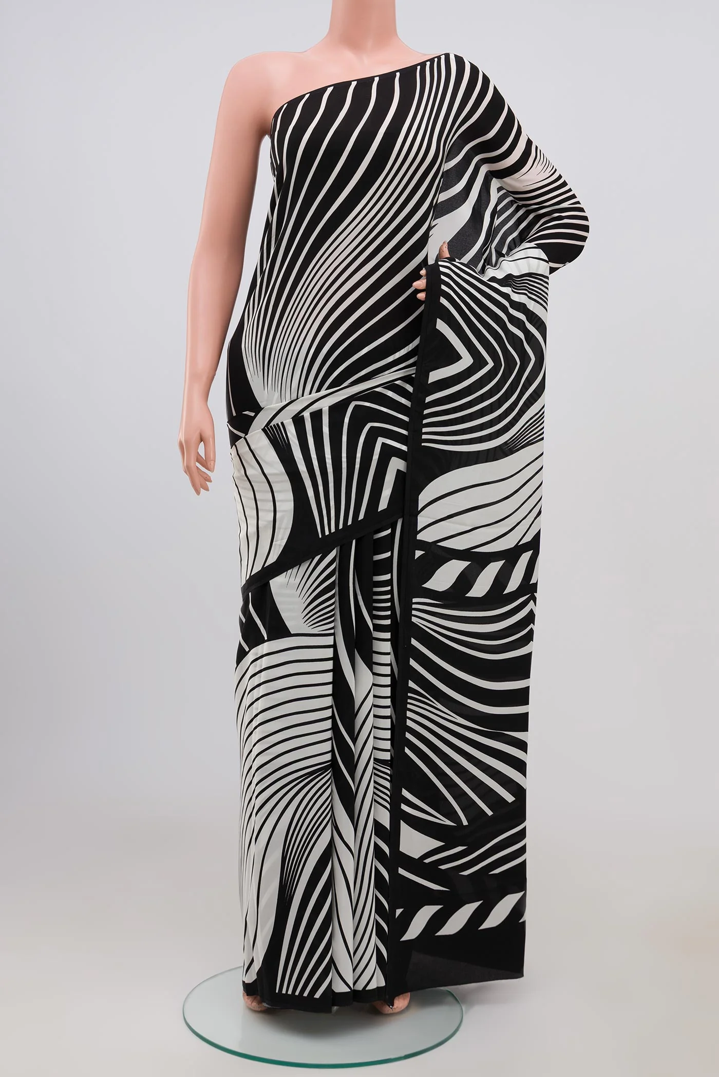 Black Mysore Crepe Saree