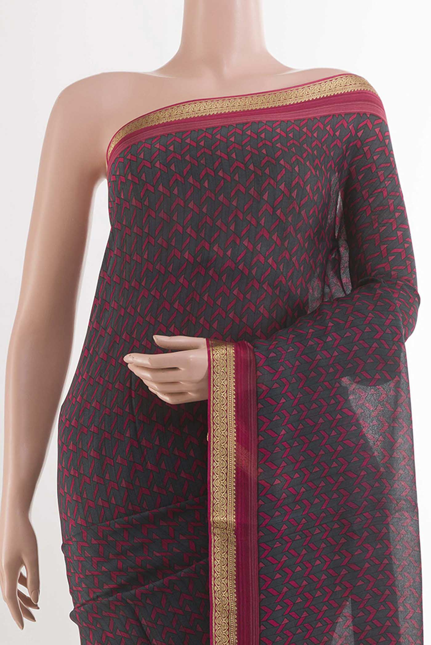 Black Crepe Saree - Image 2