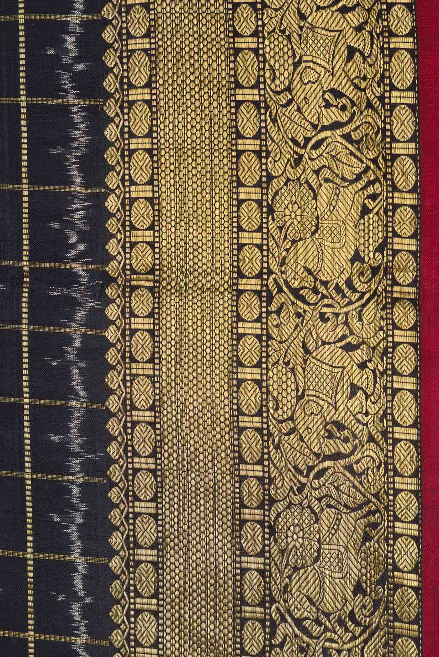 Black Double Ikat Saree - Image 5