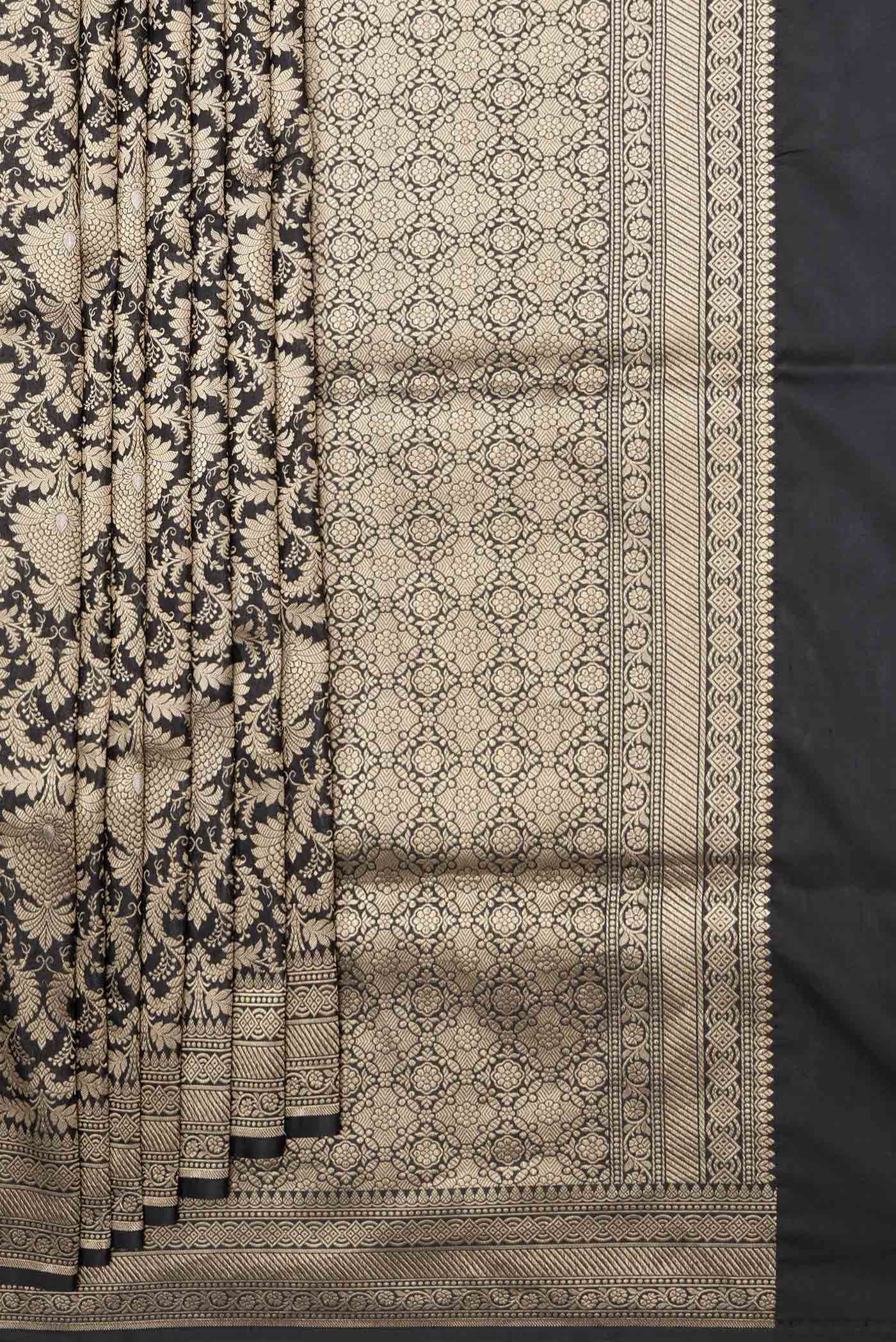 Black Dual Tone Banarasi Silk Saree - Image 4