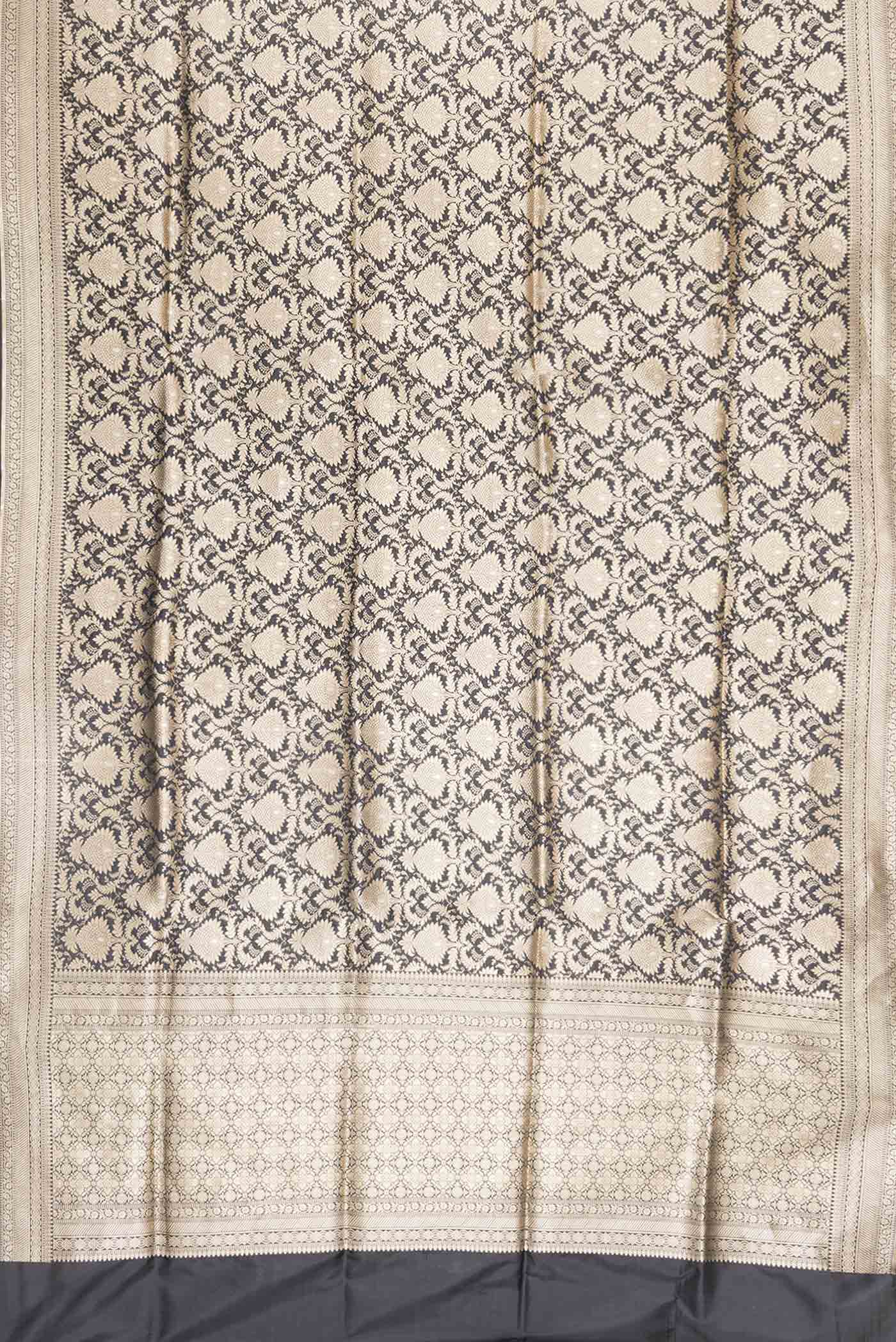 Black Dual Tone Banarasi Silk Saree - Image 6