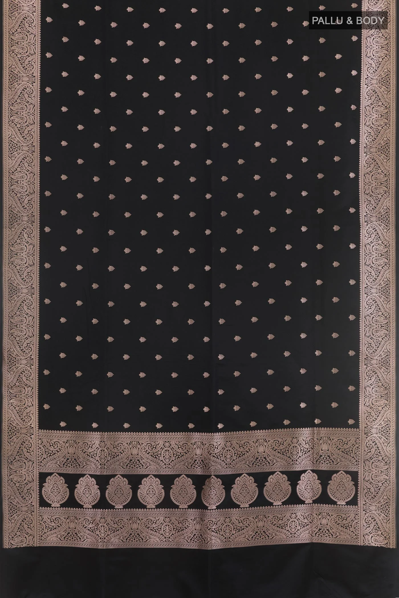 Black Dual Tone Blended Banarasi Silk Saree - Image 3