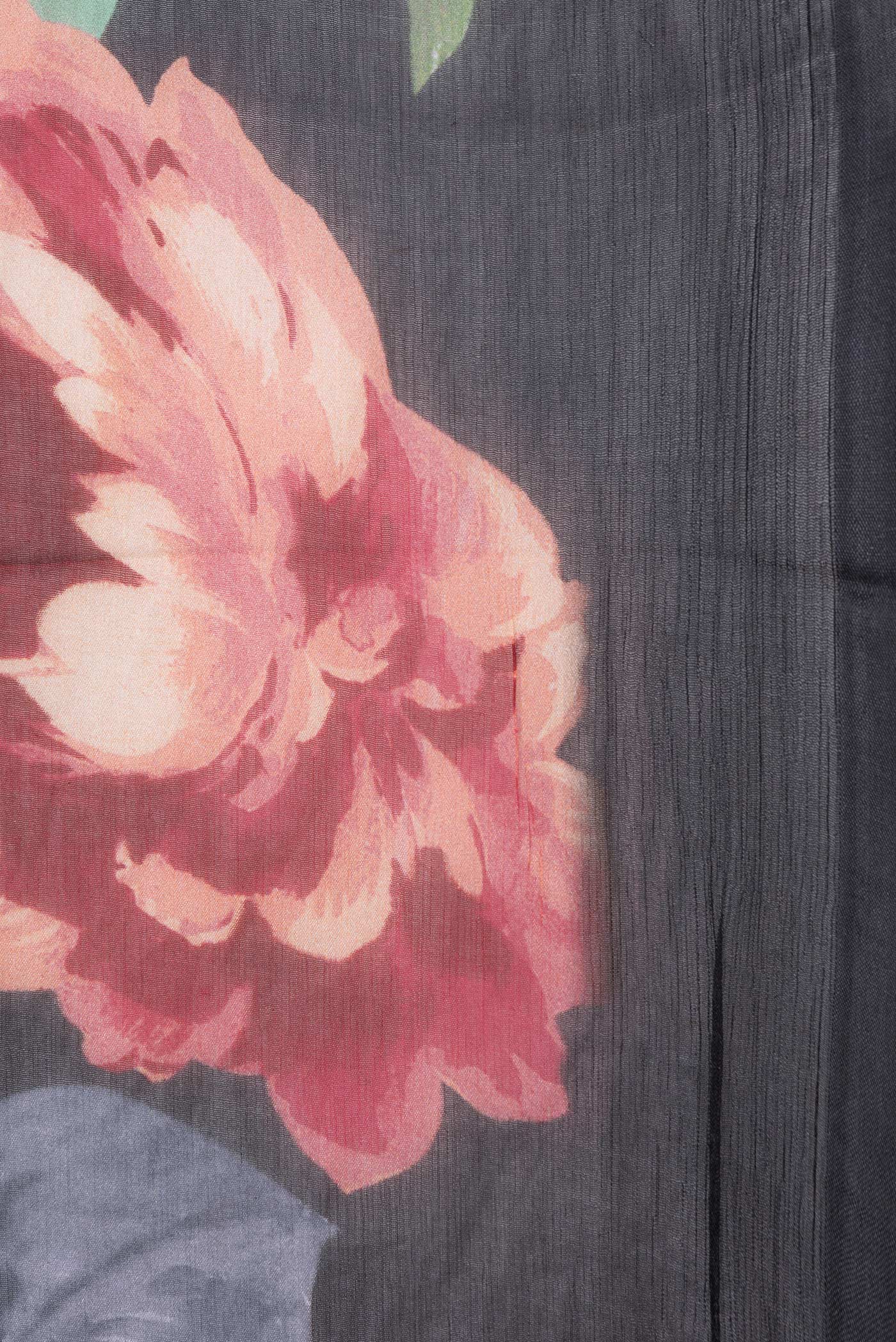 Black Mysore Chiffon Saree - Image 3