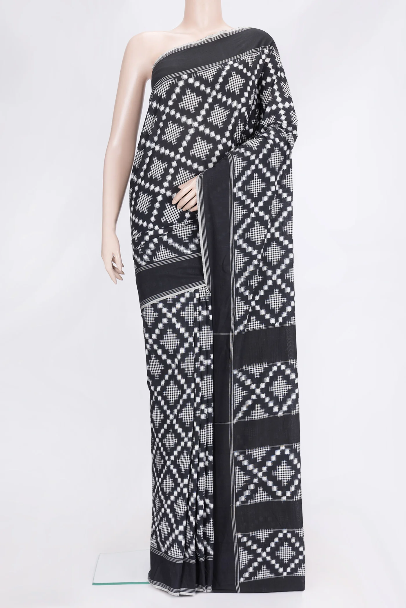 Black Pochampally Cotton Saree