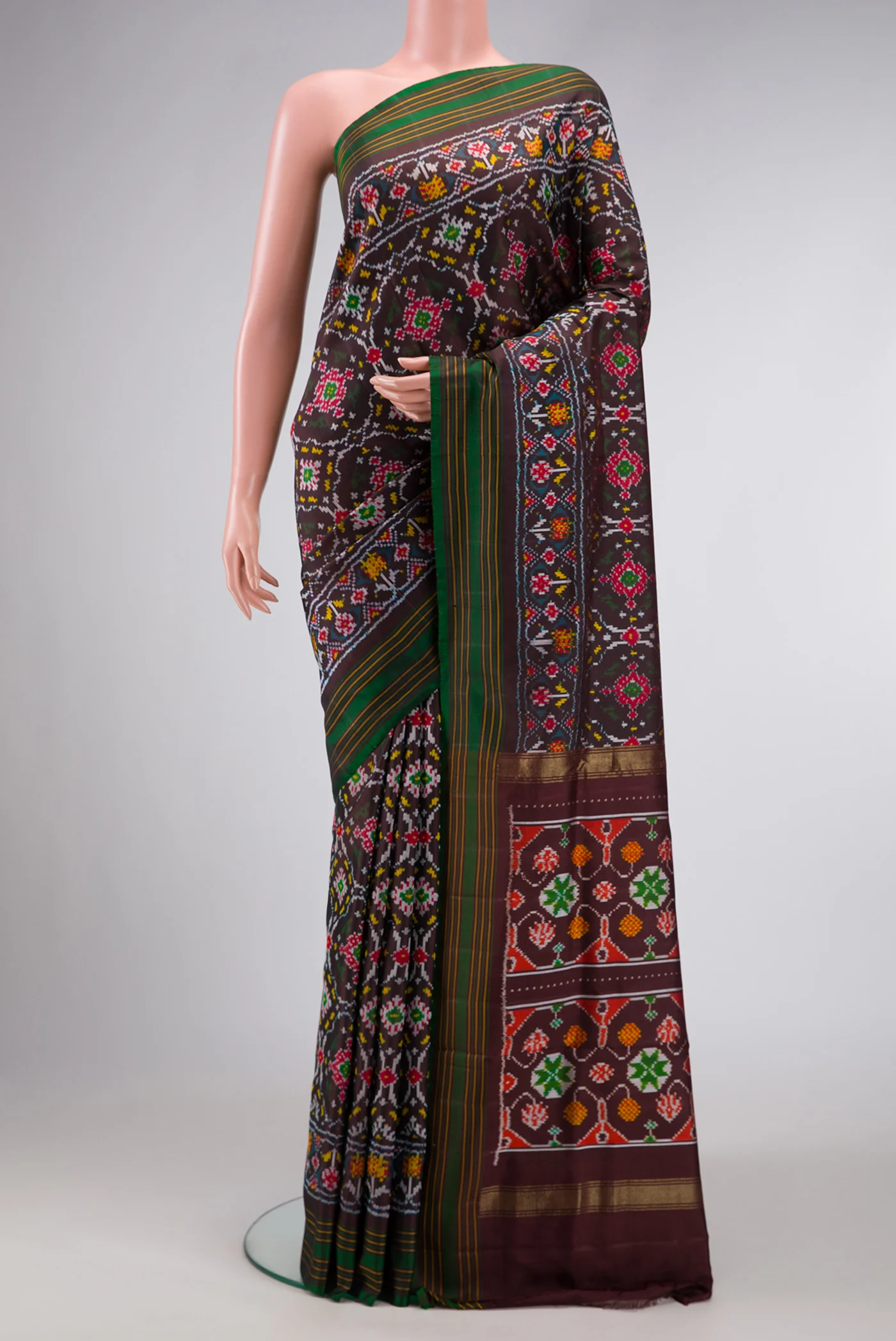 Coffee Brown Double Ikat Saree