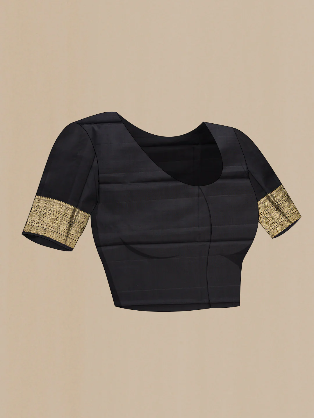 Black Dual Tone Kanchipuram Silk Saree - Image 5