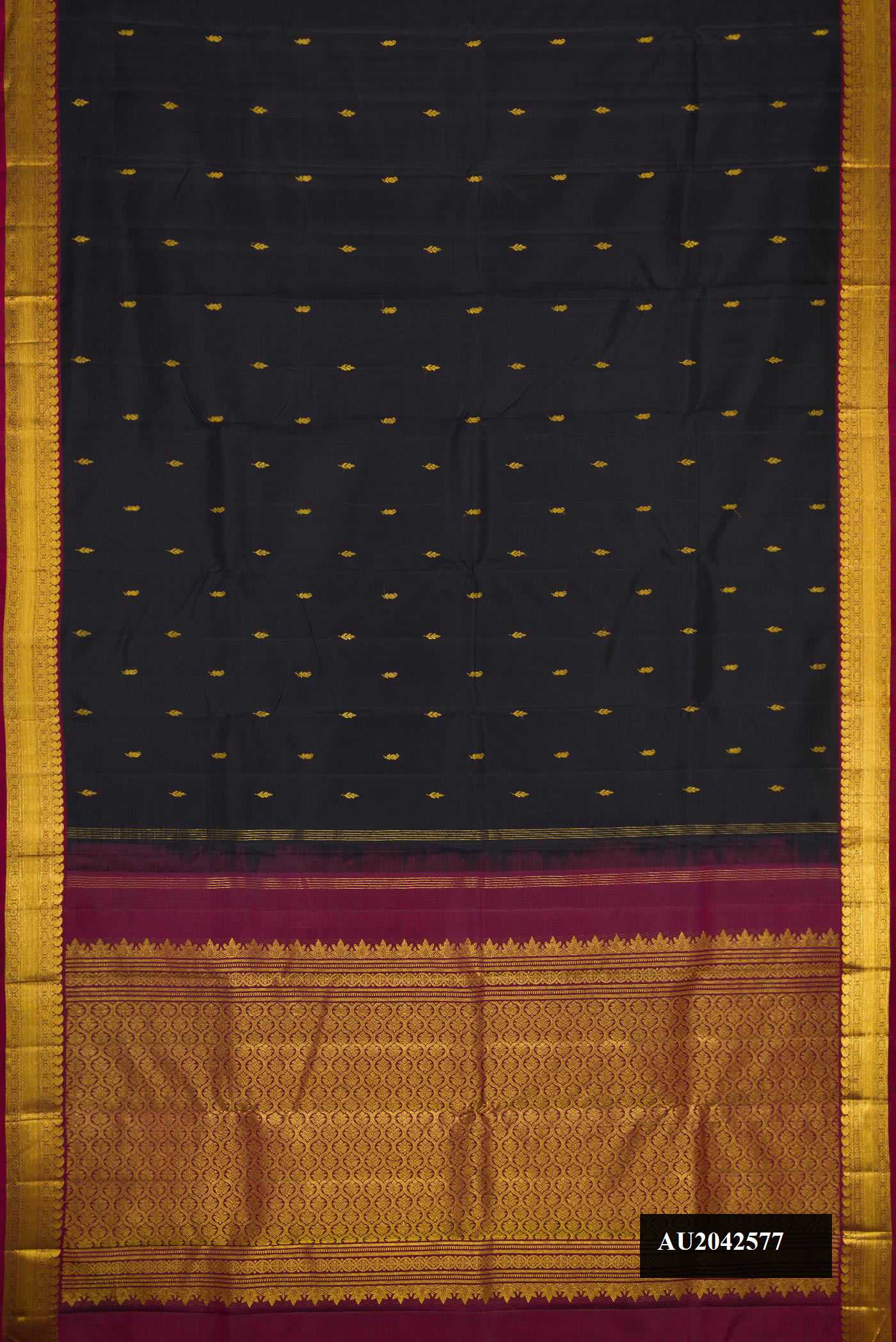 Black Dual Tone Kanchipuram Silk Saree