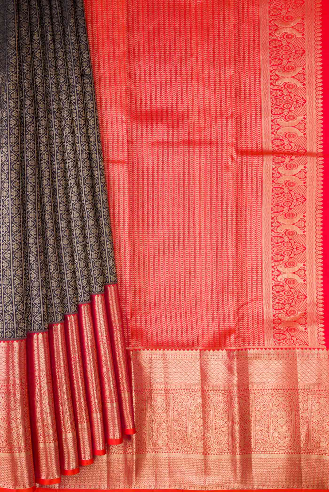 Black Kanchipuram Silk Saree - Image 4