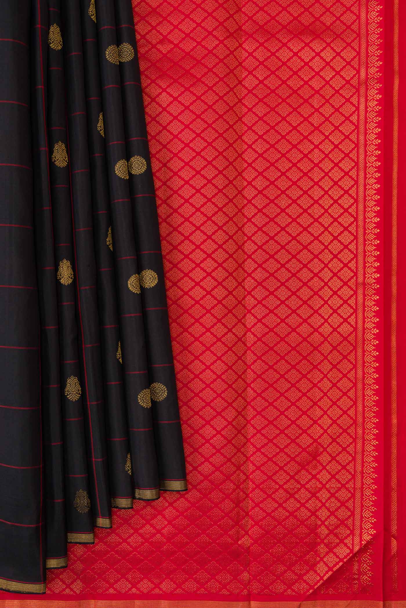 Black Kanchipuram Silk Saree - Image 4