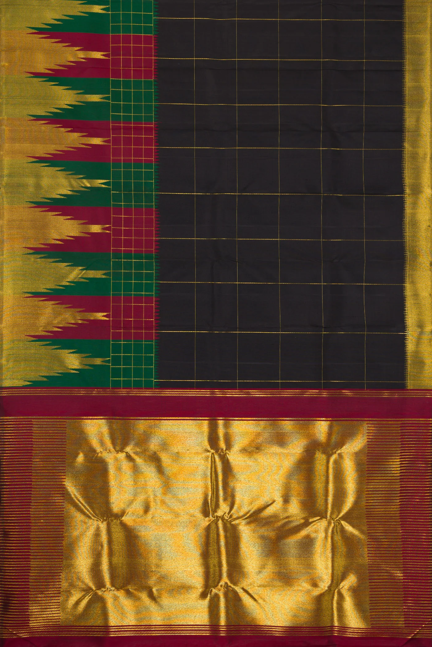 Black Kanchipuram Silk Saree - Image 6