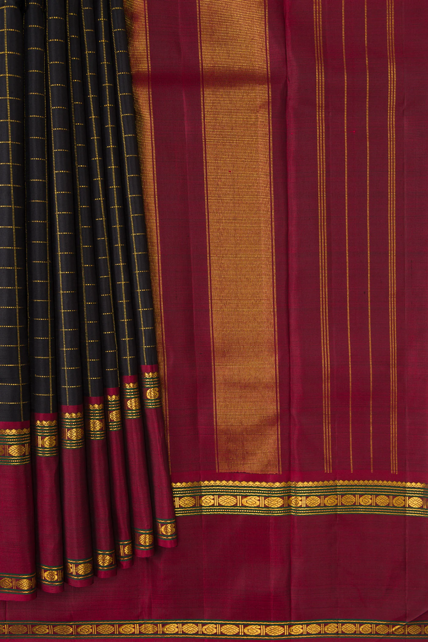 Black Kanchipuram Silk Saree - Image 4