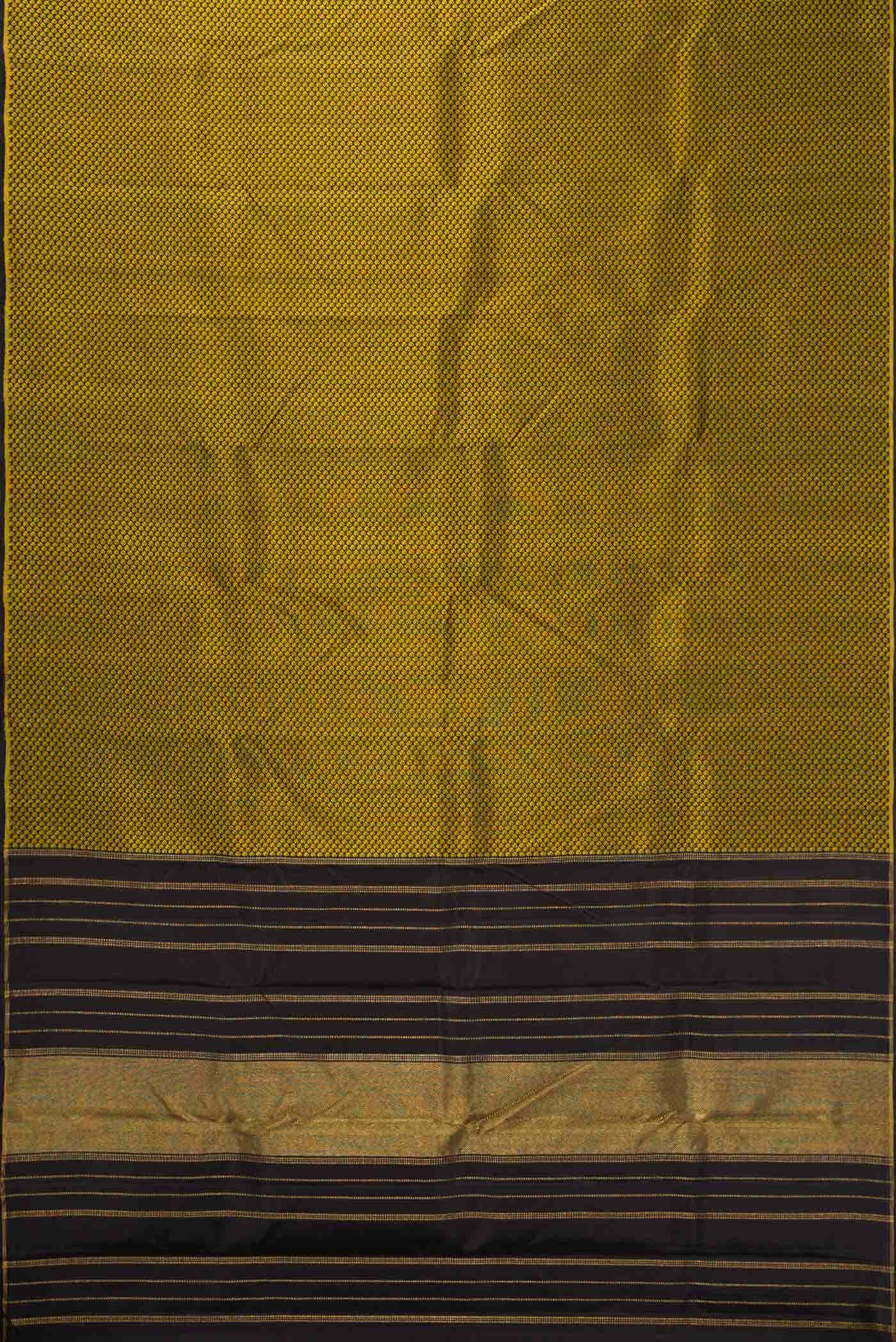 Pure Silk Pure Zari Black Dual Tone Kanjivaram Saree - Image 4