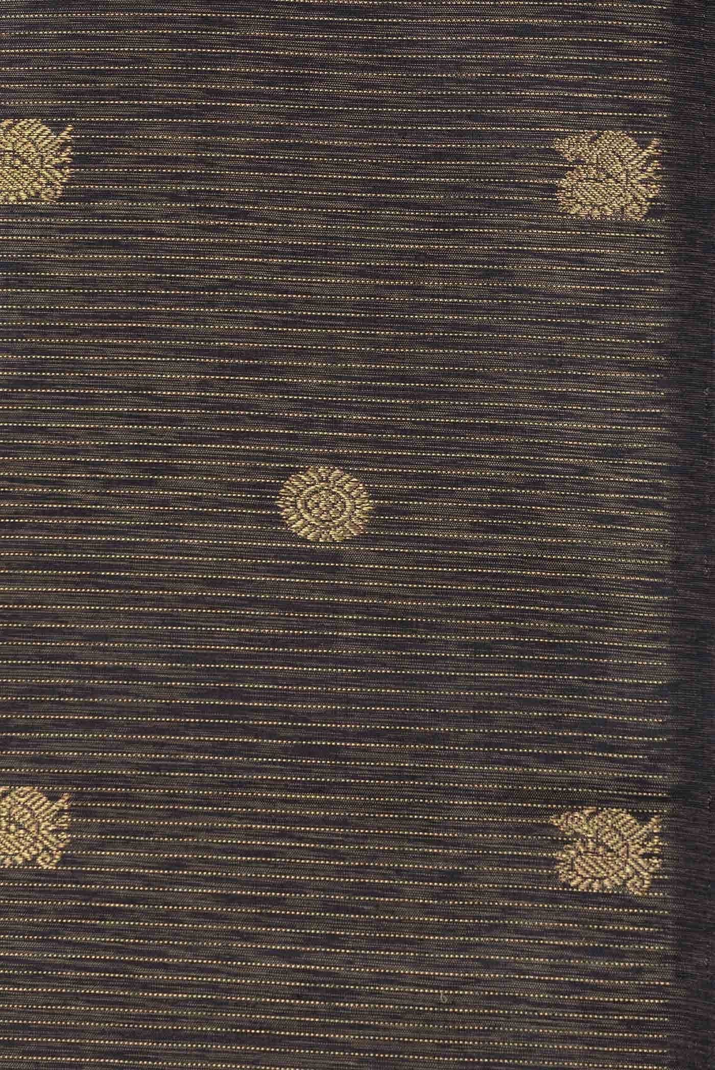 Pure Silk Pure Zari Black Dual Tone Kanchipuram Saree - Image 6