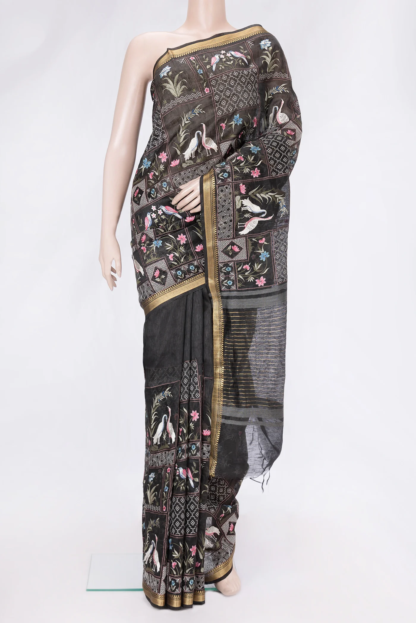 Black Linen Saree