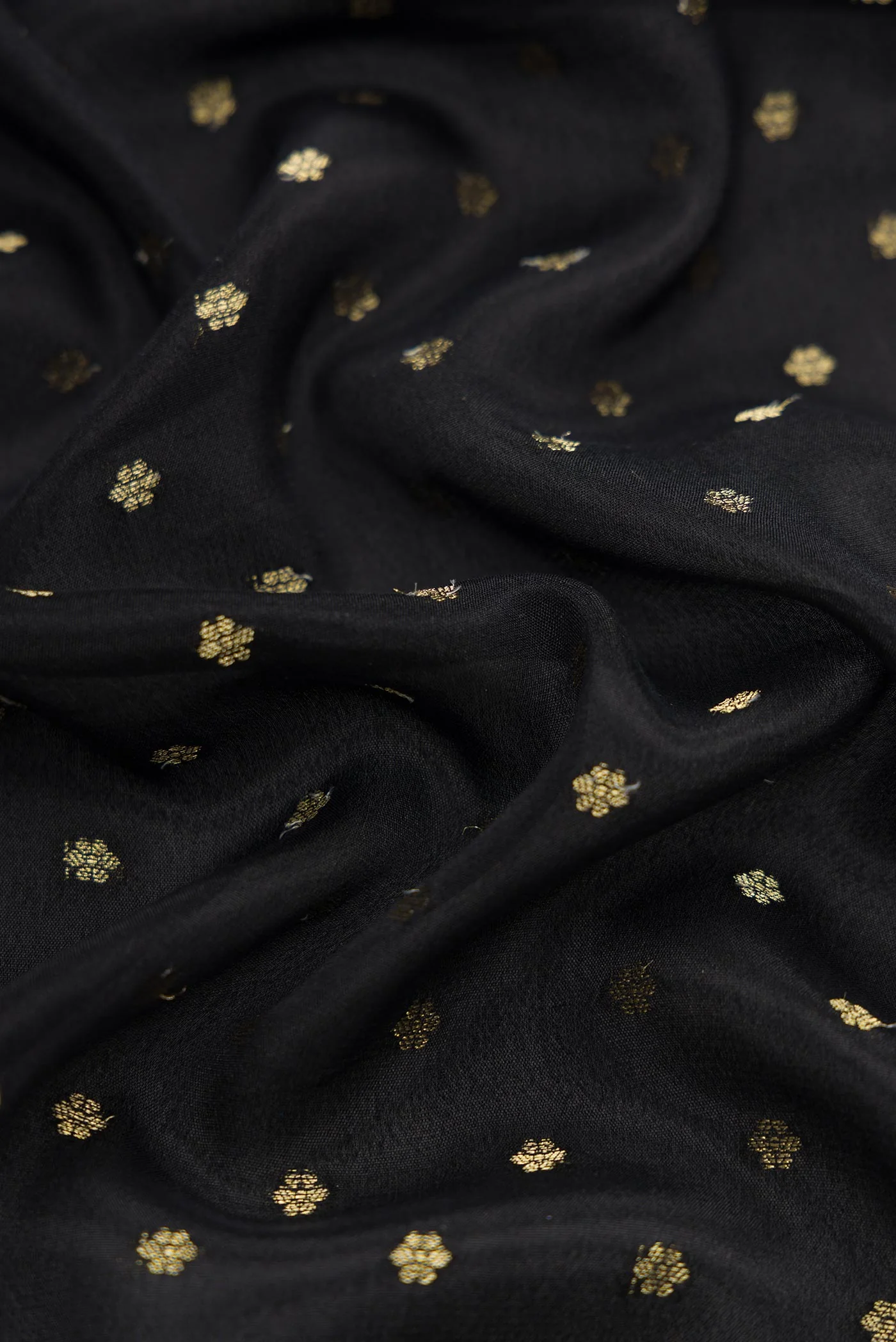 Black Mysore Crepe Saree - Image 2