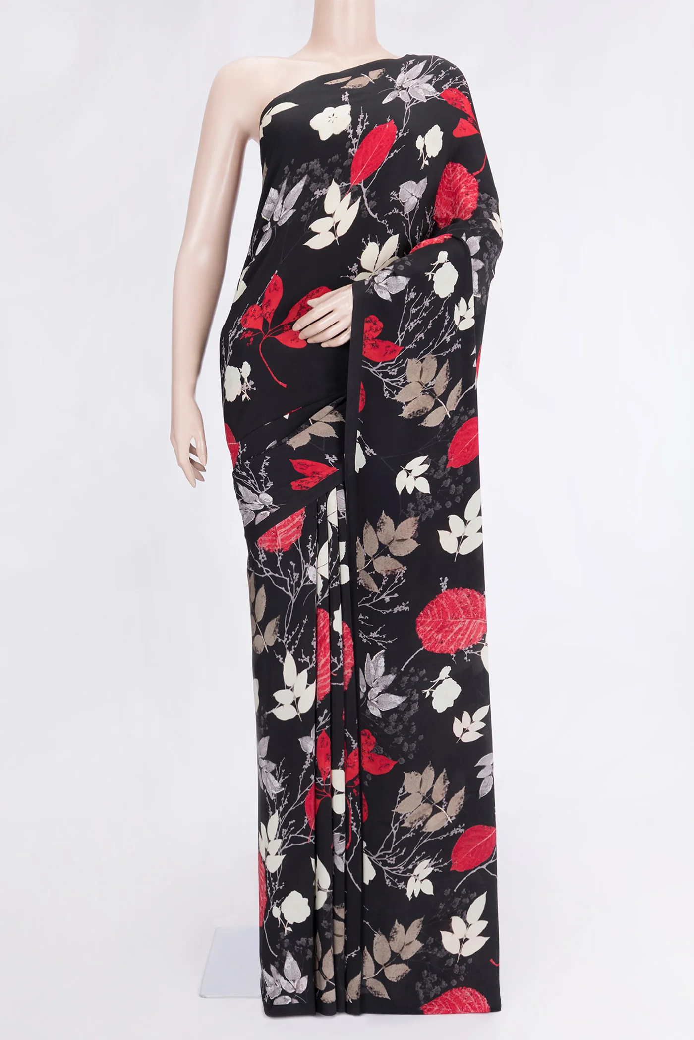 Black Mysore Crepe Saree